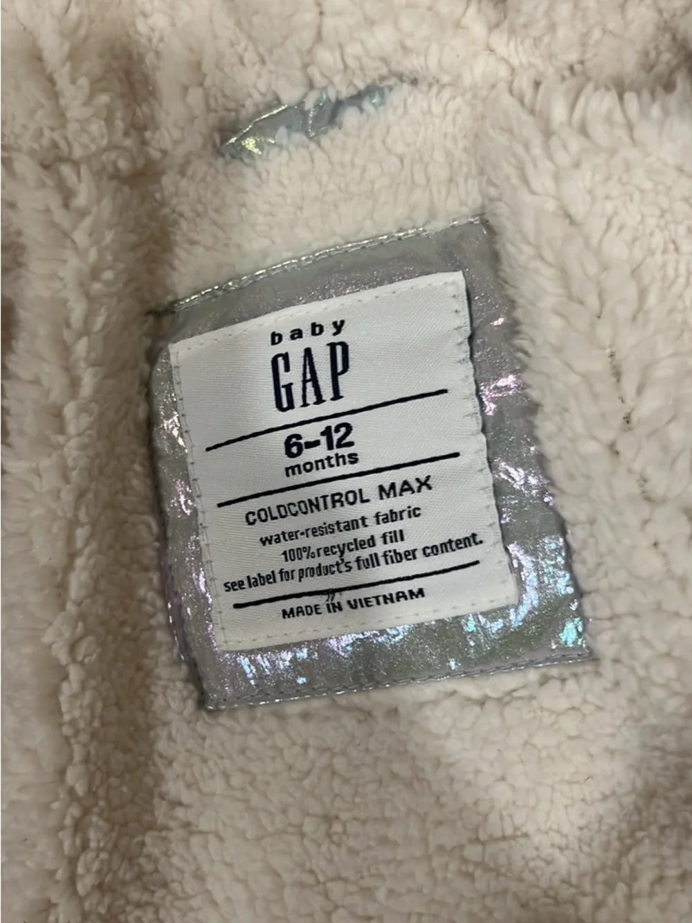 GAP Girls Iridescent Silver Puffer Jacket with Hood